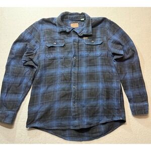 Orvis Men's Flannel‎ Shirt Large — Blue / Black Plaid Long Sleeve Button-Down